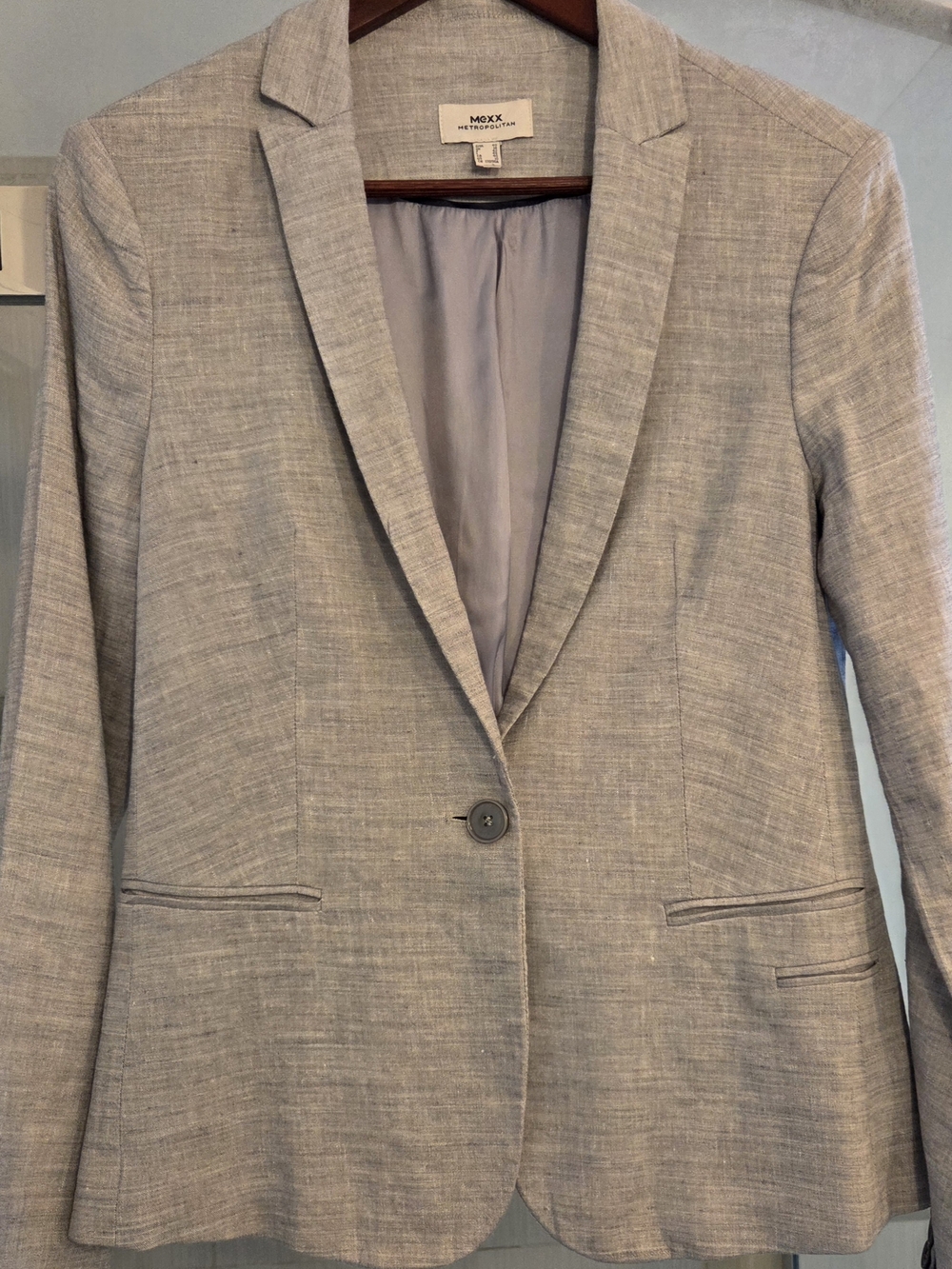 Mexx Light Gray Single-Button Women's Blazer